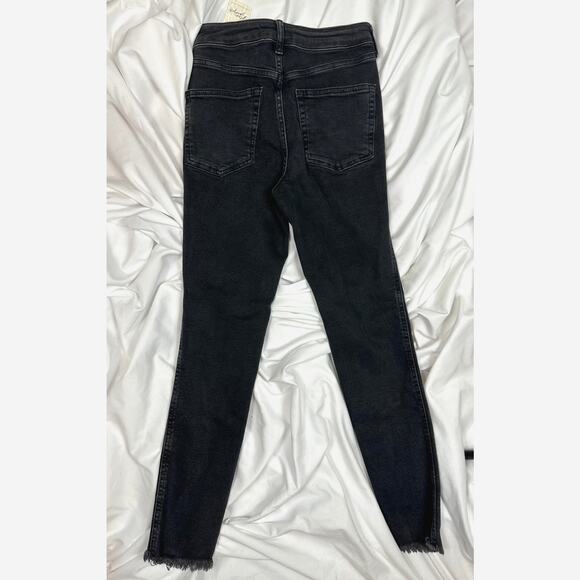 Free People We the Free High Rise Raw Hem Skinny Jeans Black 30 - Picture 10 of 15